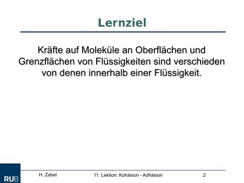 Kohäsion und Adhäsion