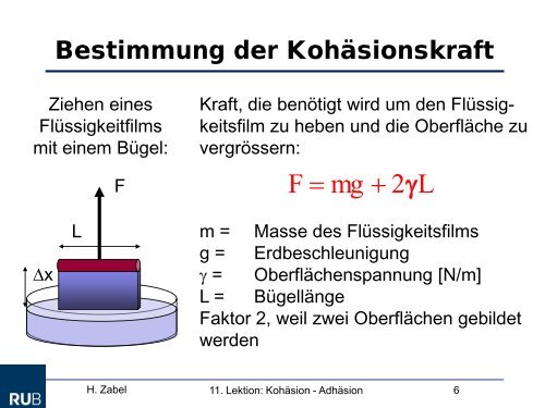 Kohäsion und Adhäsion