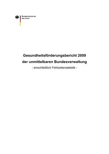 Gesundheitsförderungsbericht 2009 der unmittelbaren ...