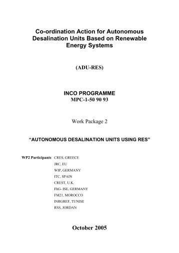 Co-ordination Action for Autonomous Desalination Units ... - ADU-RES