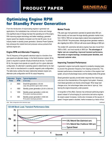 Optimizing Engine RPM for Standby Power Generation