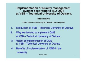 Implementation of Quality management system according to ISO ...