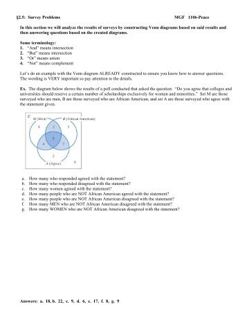 Â§2.5: Survey Problems MGF 1106-Peace In this section we will ...