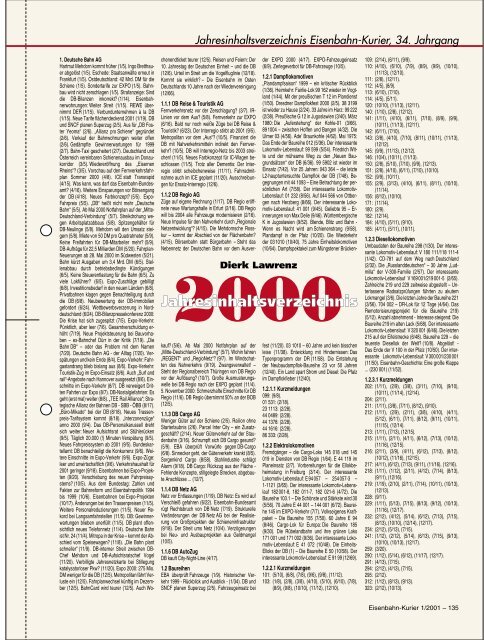 2000 Jahresinhaltsverzeichnis - Eisenbahn-Kurier