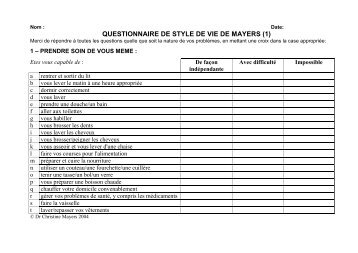 QUESTIONNAIRE DE STYLE DE VIE DE MAYERS (1)