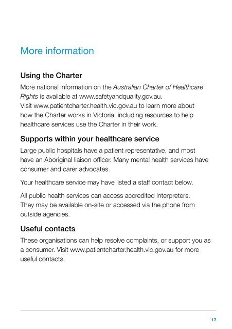 The Australian Charter of Healthcare Rights in ... - health.vic.gov.au