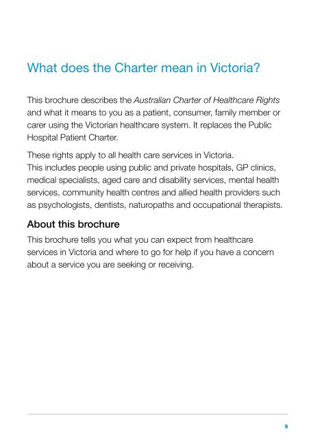 The Australian Charter of Healthcare Rights in ... - health.vic.gov.au