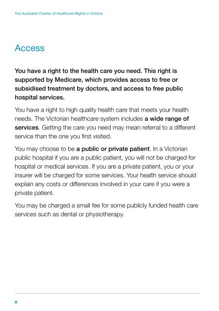 The Australian Charter of Healthcare Rights in ... - health.vic.gov.au