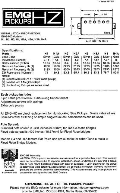EMG-HZ ピックアップ 両性具有の H4