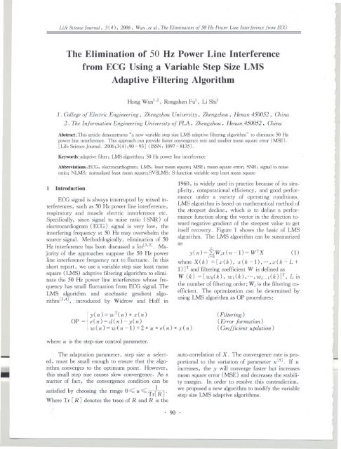 The Elimination of 50 Hz Power Line Interference from ECG Using a ...