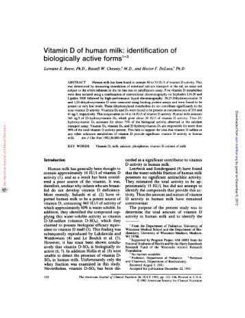 Vitamin D of human milk - American Journal of Clinical Nutrition