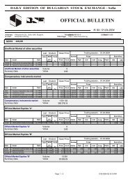 OFFICIAL BULLETIN - Bulgarian Stock Exchange