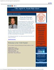 September 2010 eNewsletter - Villa Angela-St. Joseph High School