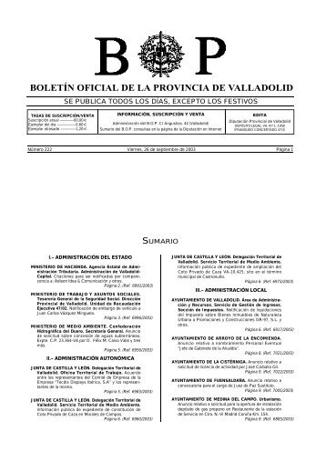 boletín oficial de la provincia de valladolid - Diputación de Valladolid