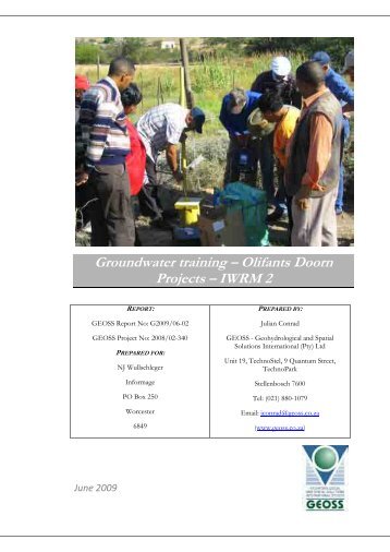 Groundwater training – Olifants Doorn Projects – IWRM 2