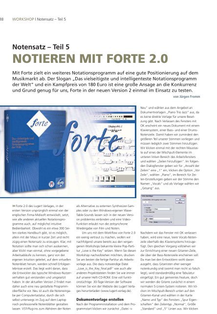Notensatz – Teil 5 NOTIEREN MIT FORTE 2.0