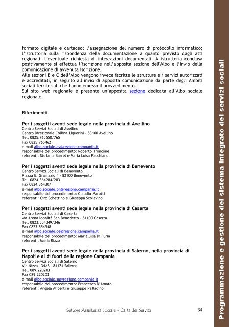 2. Presentazione del Settore - Nuovo portale della Regione Campania