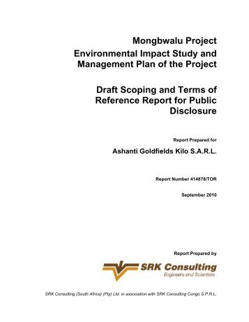 Mongbwalu Project Environmental Impact Study ... - SRK Consulting