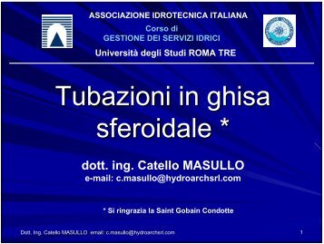 Tubi in ghisa sferoidale - Associazione Idrotecnica Italiana