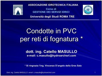 Condotte in PVC per reti di fognatura * - Associazione Idrotecnica ...