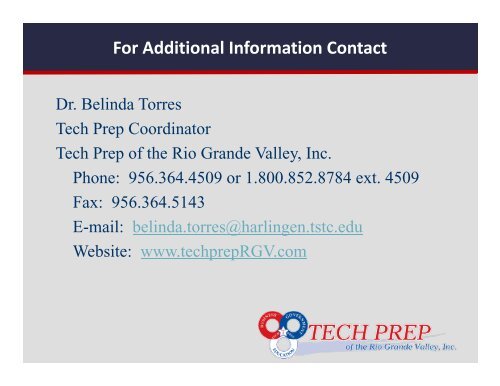 Tech Prep 101.pdf - Tech Prep of the Rio Grande Valley, Inc.