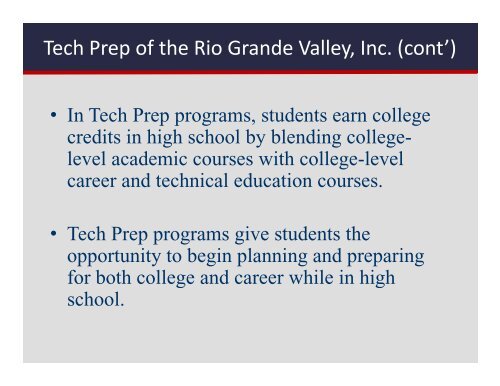 Tech Prep 101.pdf - Tech Prep of the Rio Grande Valley, Inc.