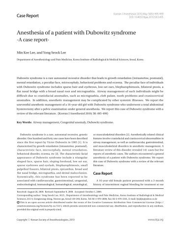 Anesthesia of a patient with Dubowitz syndrome