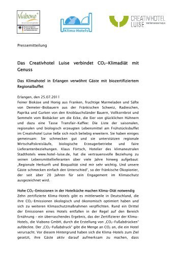 5. Creativhotel Luise verbindet Co2-Klimadiät mit Genuss