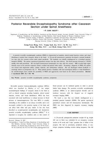 Posterior Reversible Encephalopathy Syndrome after Cesarean ...