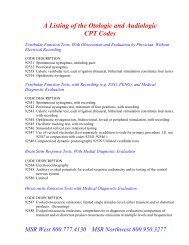 A Listing of the Otologic and Audiologic CPT Codes