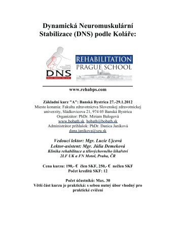 Dynamická Neuromuskulární Stabilizace (DNS) podle Kolá!e