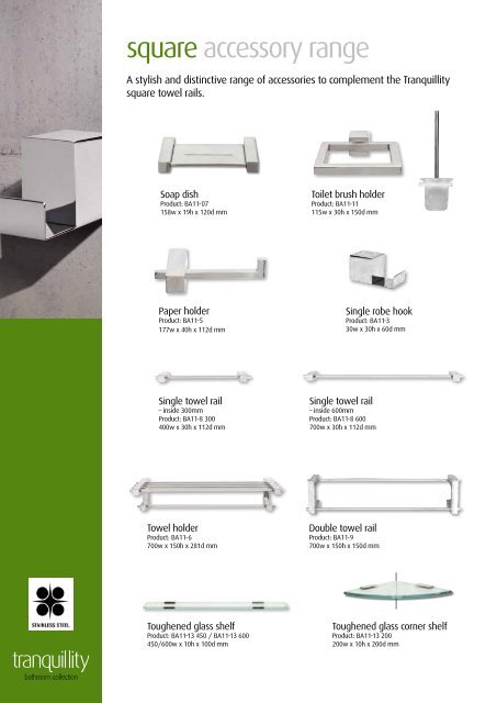 designer towel rails drains and matching bathroom accessory range 2012/13