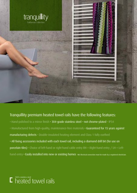 designer towel rails drains and matching bathroom accessory range 2012/13