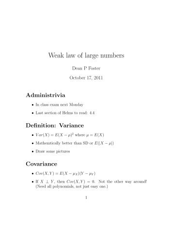 Weak law of large numbers