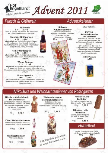 Punsch & Glühwein Adventskalender Hutzelbrot ... - Hof Engelhardt