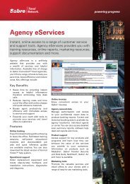 Agency eServices - Sabre Travel Network