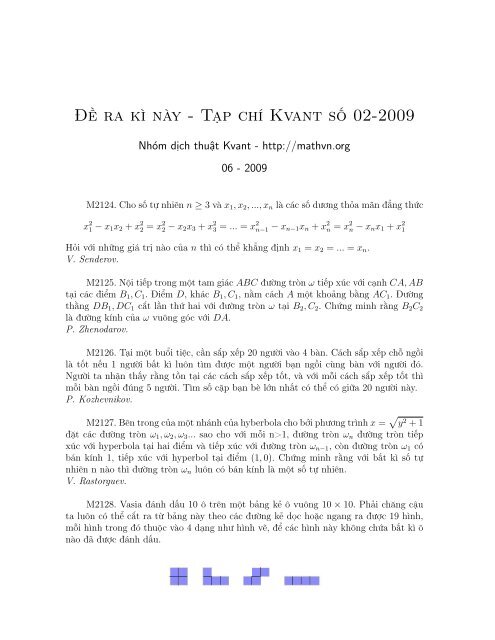 Các bài toán tạp chí Kvant 2012 - Dong Thap in South Vietnam • Portal