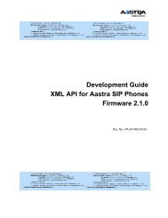 Development Guide XML API for Aastra SIP Phones Firmware 2.1.0