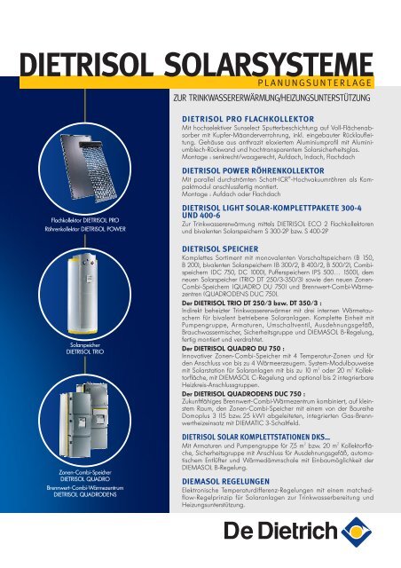 Technisches Prospekt DIETRISOL SOLARSYSTEME