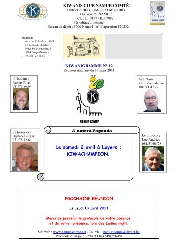 Le samedi 2 avril à Loyers  KIWACHAMPION
