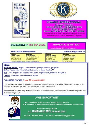KIWANIGRAMME 581 - Kiwanis