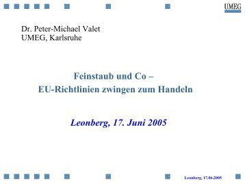 Vortrag von Dr. Valet in Leonberg - Arbeitskreis Immissionen der ...