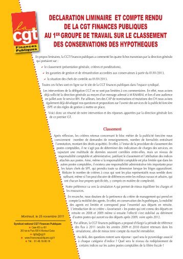 1er groupe de travail sur le reclassement des conservation.