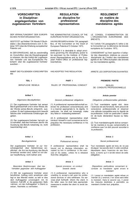 Amtsblatt des Europäischen Patentamts - European Patent Office