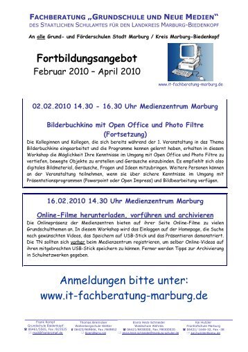 Fortbildungsprogramm Februar-April 2010 - "Neue Medien an ...