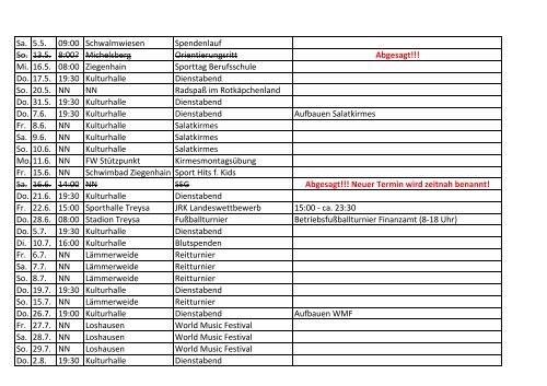 Dienstplan DRK 2012 - Funpic.de