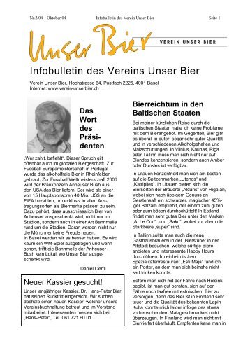 Kosten: Fr. 35.-- pro Person inkl. Bier ... - Verein Unser Bier