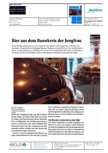 Bier aus dem Bannkreis der Jungfrau - Univerre