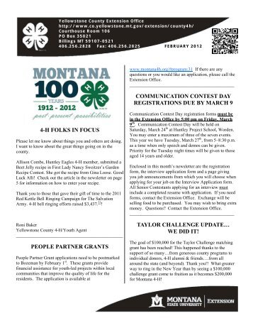 attention: this is your 4-h newsletter - Yellowstone County, Montana