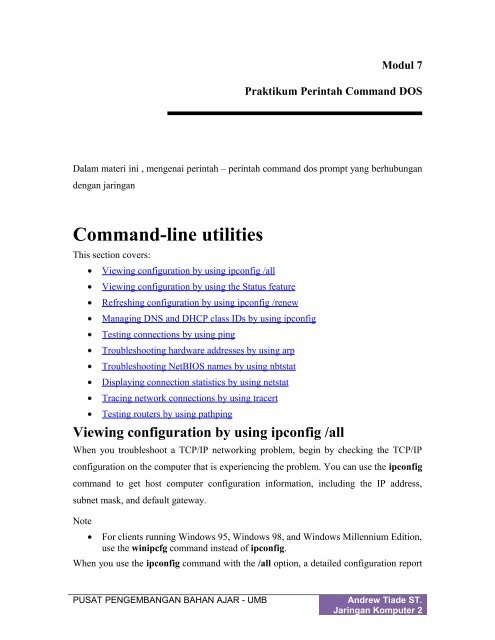 Network Troubleshooting Using Ipconfig Ping Tracert IPCommands Cisco